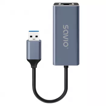 Προσαρμογέας δικτυακής διασύνδεσης SAVIO AK-83 USB Type-A σε RJ-45 αρσενικό, 5 Gbit/s, μαύρο