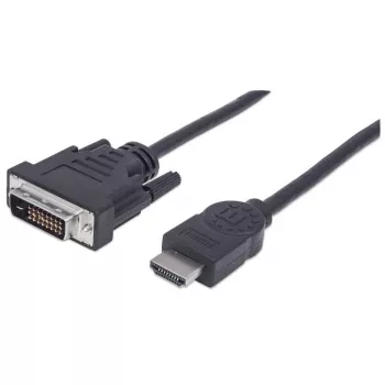 Manhattan Καλώδιο HDMI σε DVI-D 24+1, 1,8 m, Βύσμα αρσενικό σε Βύσμα αρσενικό, Μαύρο, Αντιστοιχεί σε HDMIDVIMM6, Dual Link, Συμβατό με DVD-D, Εφ' όρου ζωής εγγύηση, Σακούλα
