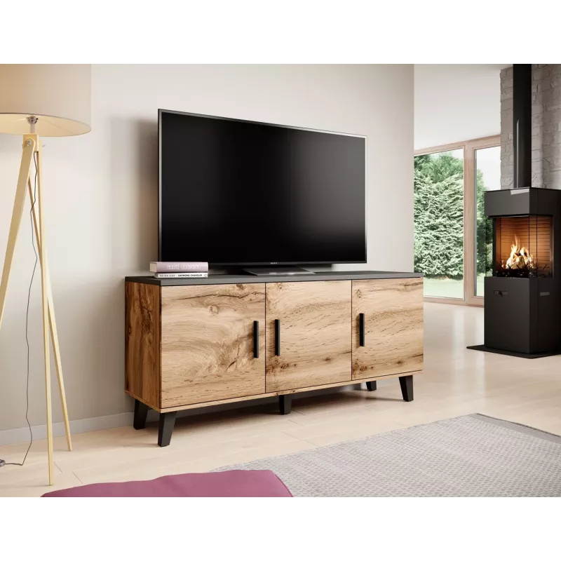 Cama sideboard LOTTA 150 3D δρυς Wotan + ματ μαύρο