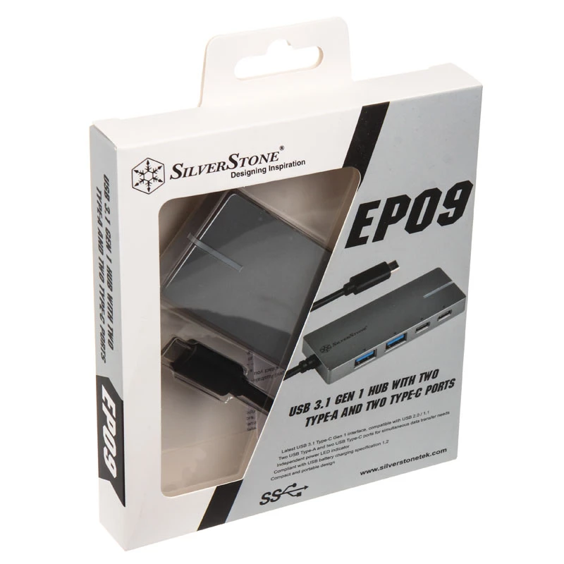 Αντάπτορας USB 3.1-C SILVERSTONE SST-EP09C – συνδεσιμότητα USB-C σε USB-A, φινίρισμα ασημί