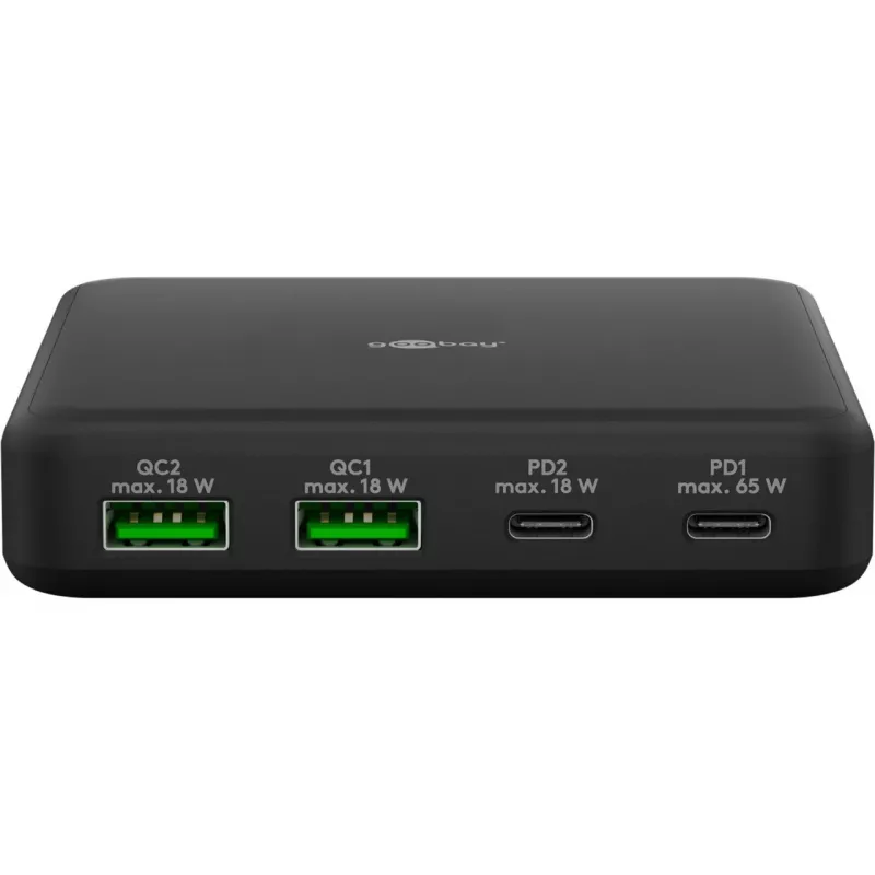 GOOBAY Multiport USB-C PD GaN Επιτραπέζιος φορτιστής 65 W, μαύρο
