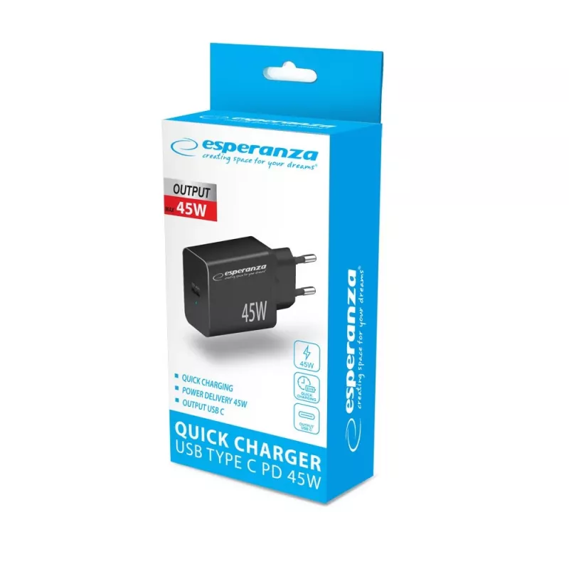 Esperanza EZC108K φορτιστής τοίχου 45W μαύρος