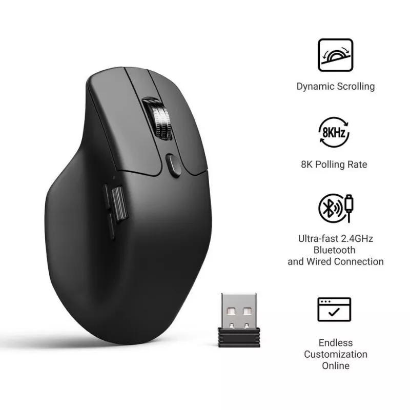 Ποντίκι Keychron M6 Δεξιόχειρας Universal — οπτικό, RF Wireless + Bluetooth + USB-C, 30000 DPI, μαύρο