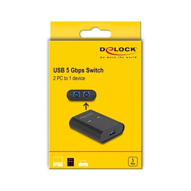 DeLOCK διακόπτης USB 2 PC σε 1 συσκευή 5 Gbps μαύρο