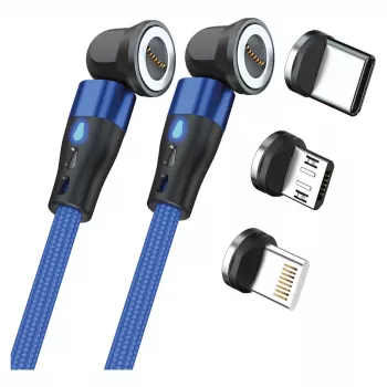Καλώδιο USB RealPower MagneticCharge2 1 m Μπλε Ταχεία Φόρτιση Μεταφορά Δεδομένων