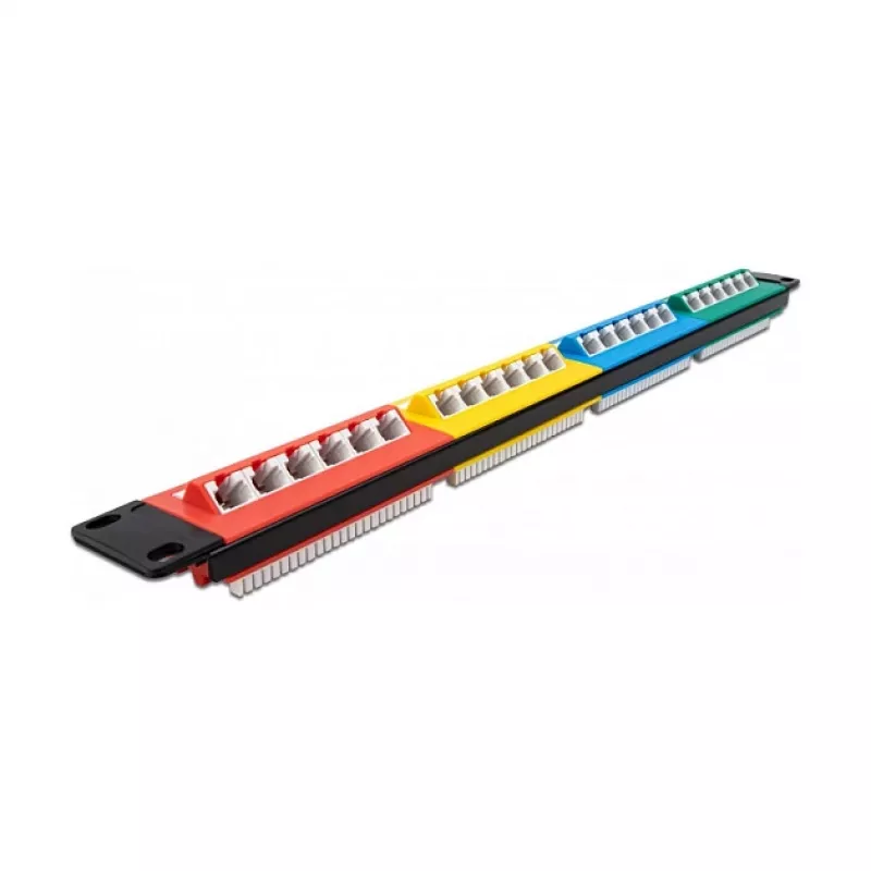 DeLOCK 19 ιντσών Patchpanel 24 Port Cat.5e 1HE χρωματιστό RJ-45