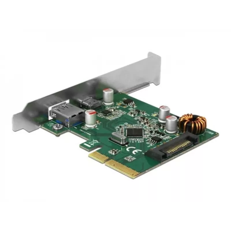 DeLOCK 90299 Κάρτα PCIe x4, 1x USB Type-C + 1x USB Type-A, USB 3.2 Gen 2 (10 Gbps)