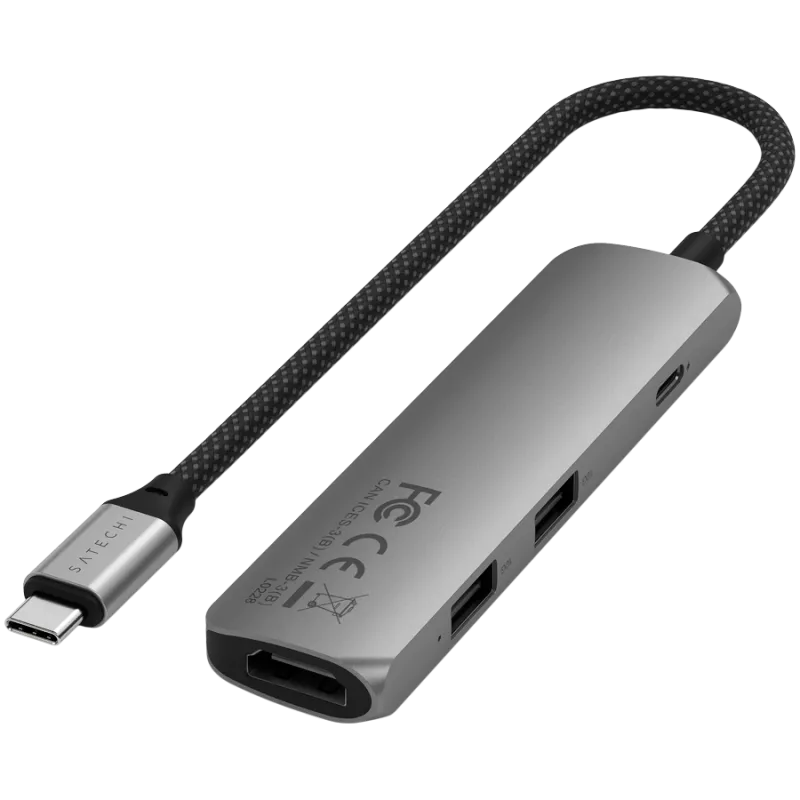 Satechi ST-P4SM Hub διασύνδεσης USB Type-C 10000 Mbit/s Γκρι