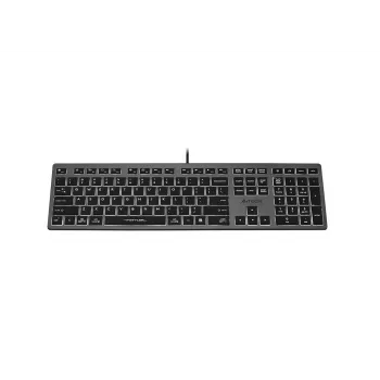 Ενσύρματο πληκτρολόγιο A4Tech FX60H USB QWERTY – Full-Size 100%, οπίσθιος φωτισμός λευκό, γκρι, USB hub