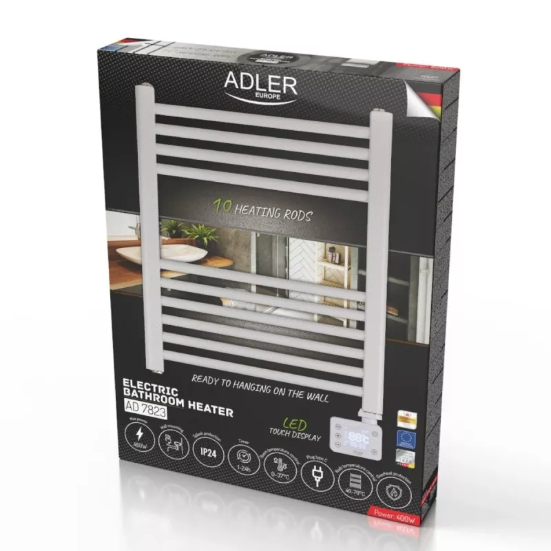 Ηλεκτρικό σώμα μπάνιου LED Adler AD 7823 400 W, IP24, λευκό