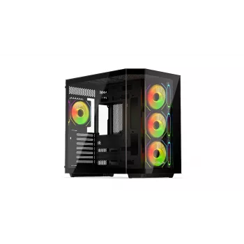 Krux Empero KRXD010 κουτί υπολογιστή Midi Tower, ATX, γυαλί ασφαλείας, 4 ανεμιστήρες ARGB 120 mm, μαύρο - κάρτα γραφικών έως 420 mm, ψύκτρα CPU έως 155 mm, 2x 3,5" + 3x 2,5" θέσεις