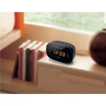 Muse M-150CR ραδιορολόι, PLL FM, κεχριμπαρί οθόνη LED με dimmer, ξυπνητήρι (ραδιόφωνο/βομβητής), 230 V με εφεδρικές 2x AAA, μαύρο