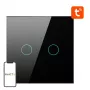 Έξυπνος διακόπτης φωτός Avatto ZTS02-EU-B2 ZigBee 2 δρόμων μαύρο, επιτοίχια τοποθέτηση, μοντέλο EU