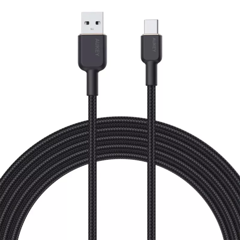 Καλώδιο USB-A σε USB-C Aukey CB-NAC1, 1 m, πλεκτό νάιλον, USB PD 60 W, USB 2.0