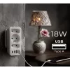 Πολύπριζο MACLEAN MCE248 F/W — 3 πρίζες AC (1×16A, 2×6A) + 4×USB (2×A, 2×C PD 20W), βύσμα EU, λευκό