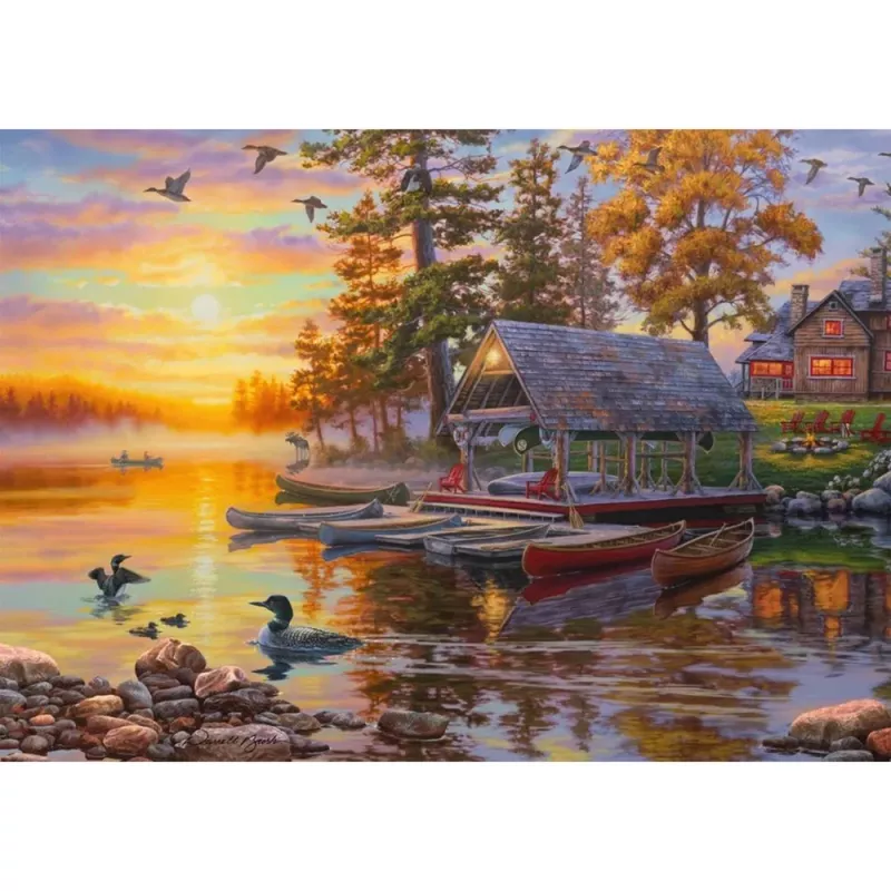Παζλ 1000 τεμαχίων schmidt spiele Darrell Bush Boathouse with Canoes, 1000 τεμάχια