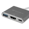 SilverStone SST-EP08C - Προσαρμογέας USB 3.1 Type-C σε HDMI/USB Type C/USB Type A - ασημί