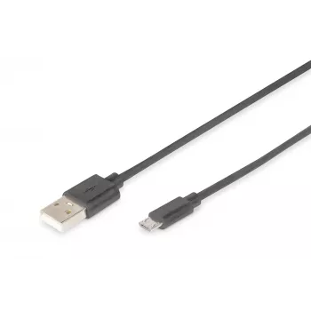 Καλώδιο σύνδεσης USB Assmann, Type A - Micro B, M/M, 1,0 m, συμβατό με USB 2.0, UL, μαύρο (AK-300127-010-S)