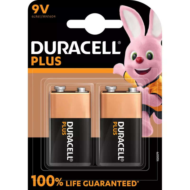Duracell Plus μπαταρία 9V (MN1604 / 6LR61), 2 τεμ.