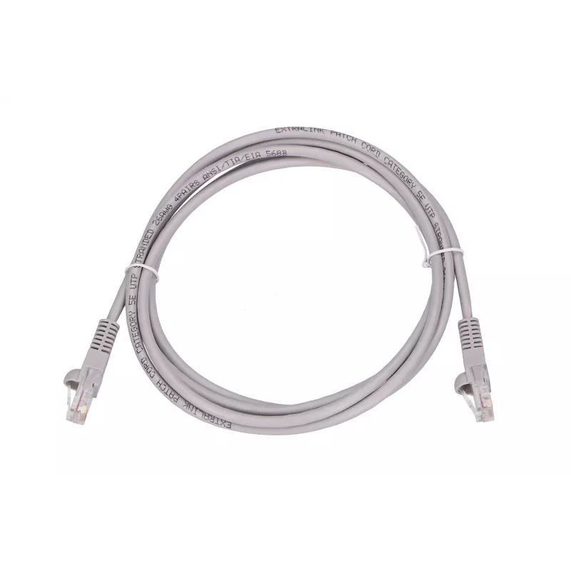 Καλώδιο Patch LAN Extralink Cat.5e UTP 2 m, RJ-45 σε RJ-45, γκρι