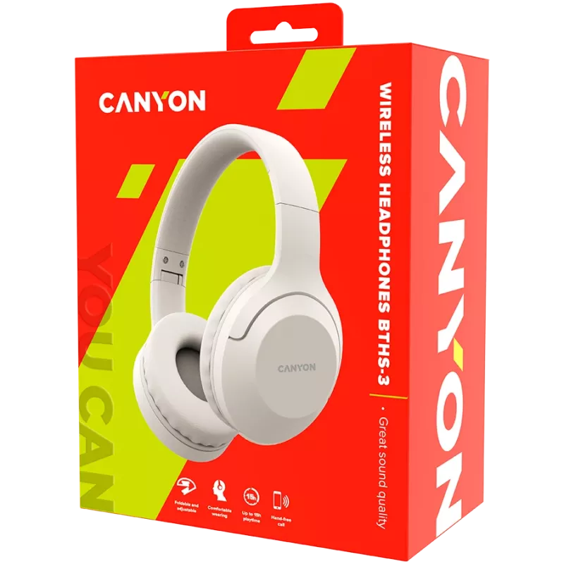 Canyon Bluetooth Headset BTHS-3 On-Ear/Stereo/BT5.1 μπεζ retail (CNS-CBTHS3BE)