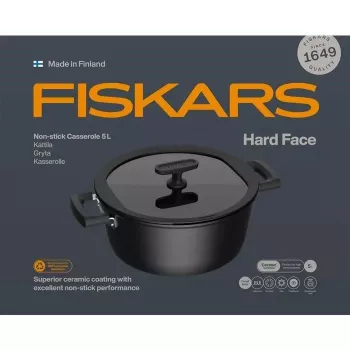 Κεραμική κατσαρόλα Fiskars HARD FACE 5 L με καπάκι, αντικολλητική επικάλυψη