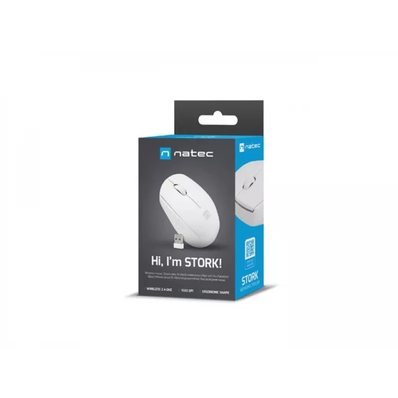 NATEC ασύρματο ποντίκι Stork 1600DPI οπτικό λευκό