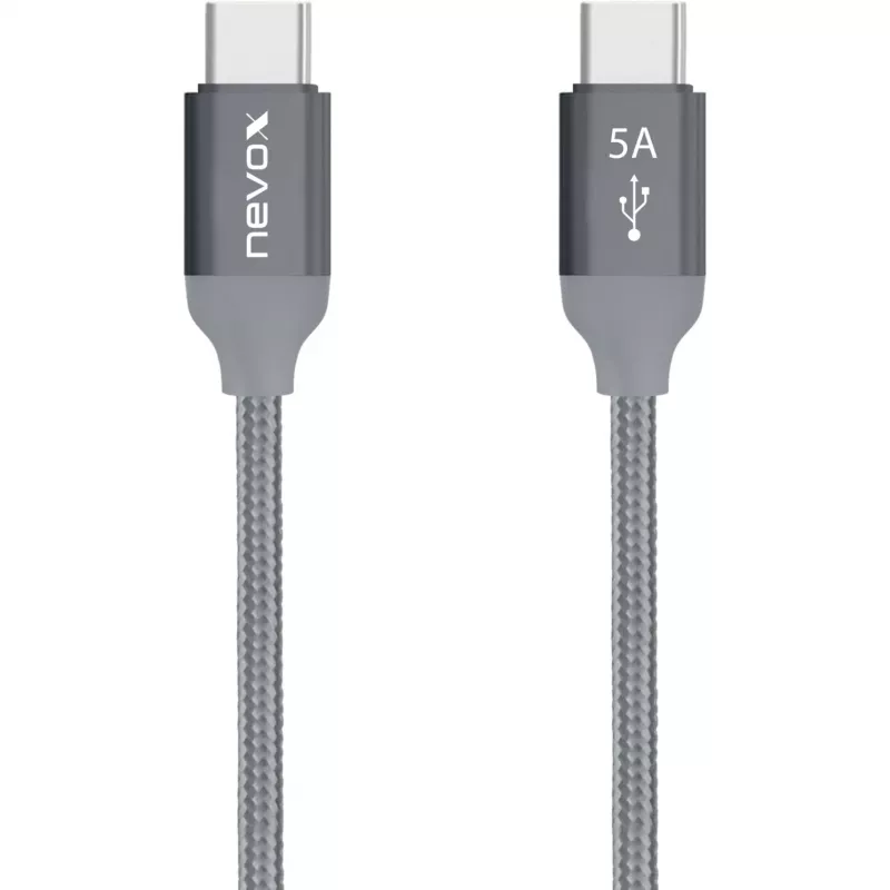 Καλώδιο USB Nevox 1654 USB 2.0 2 m USB C Γκρι Ασημί