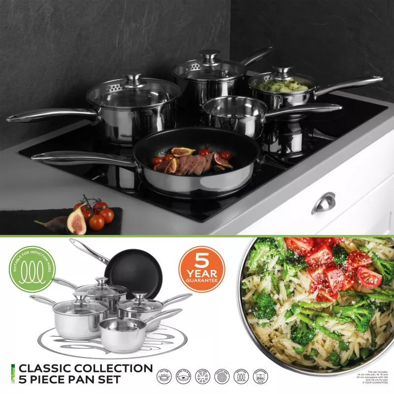 Σετ κατσαρολών Russell Hobbs BW06572EU72 — 5 τεμ. σετ ανοξείδωτου χάλυβα