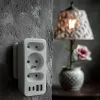 Πολύπριζο MACLEAN MCE248 F/W — 3 πρίζες AC (1×16A, 2×6A) + 4×USB (2×A, 2×C PD 20W), βύσμα EU, λευκό