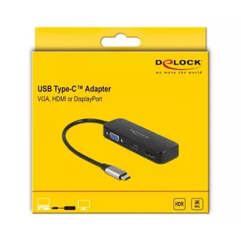 Προσαρμογέας DeLOCK USB Type-C σε VGA HDMI DisplayPort 4K 60 Hz