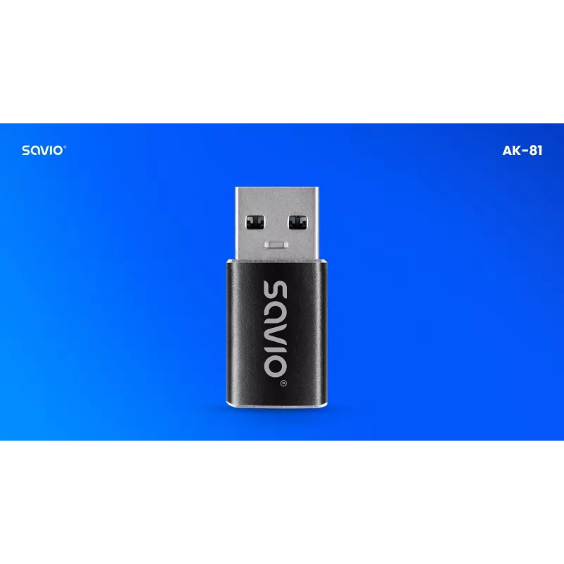 Savio AK-81 Προσαρμογέας καλωδίου βίντεο USB Type-C USB Type-A Μαύρο