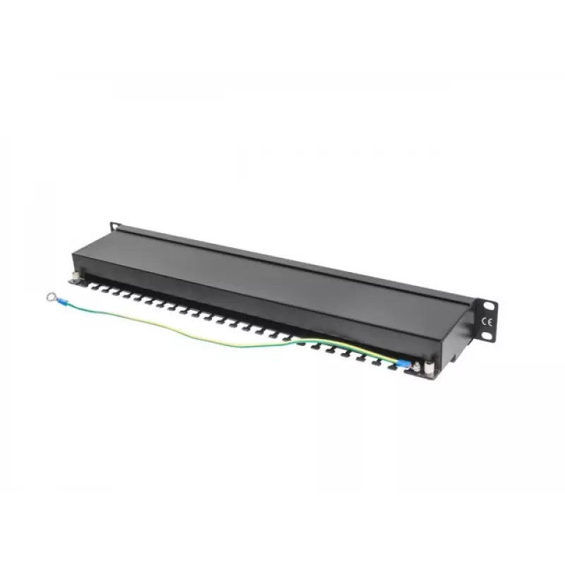 Patchpanel 1U LANBERG PPS5-1024-B — 24 θυρών RJ-45 Cat5, μέταλλο, μαύρο, τοποθέτηση σε rack