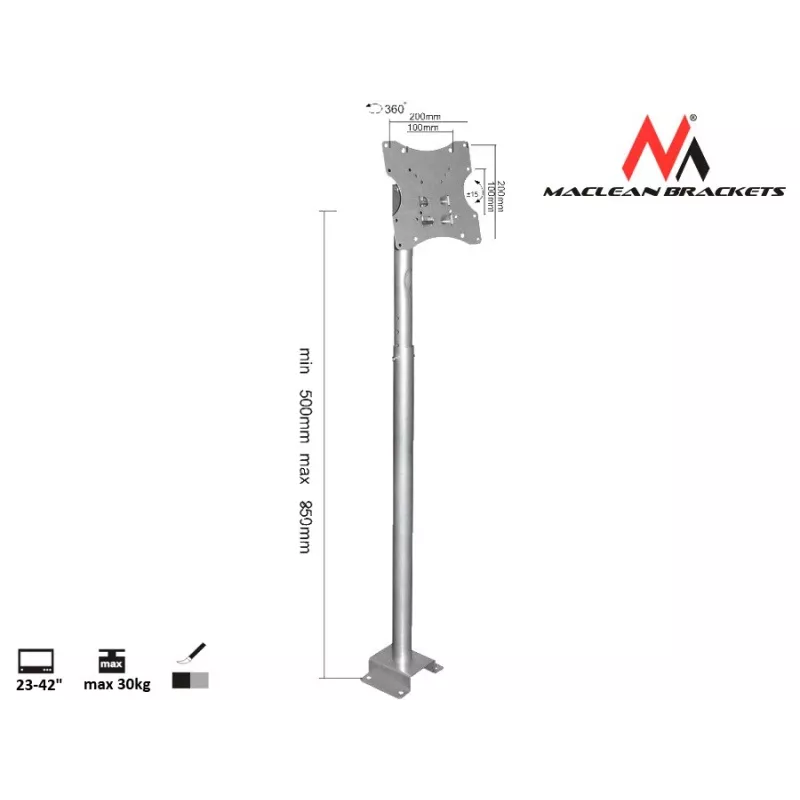 Maclean MC-504A S Ρυθμιζόμενη βάση οροφής 23-42 30kg