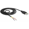 Delock Καλώδιο USB2.0 βύσμα Type-A > 2 x ανοιχτά άκρα καλωδίου - 1,5 m - μαύρο (85664)