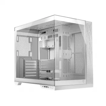 Κουτί PC MODECOM Volcano Panorama Midi Tower λευκό — micro ATX, σκληρυμένο γυαλί, ARGB, USB-C, υποστηρίζει GPU 400 mm