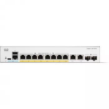 Cisco Catalyst 1300-8FP-2G - Switch - L3 - managed - 8 x 10/100/1000 (PoE+) + 2 x Combo Gigabit SFP/RJ-45 - rack-mountable - PoE+ (120 W) (C1300-8FP-2G)