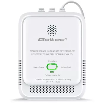 Αισθητήρας διαρροής αερίου QOLTEC 52652 — ανιχνευτής προπανίου/βουτανίου (LPG), συναγερμός 85 dB, ένδειξη LED