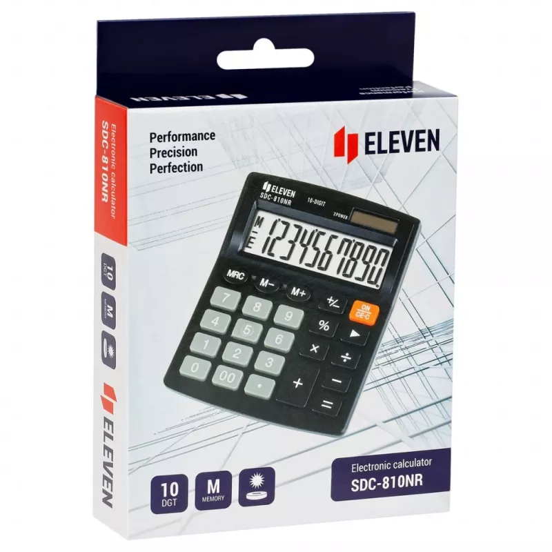 ELEVEN Αριθμομηχανή γραφείου SDC-810NR 10ψήφια οθόνη, dual powered, μαύρο