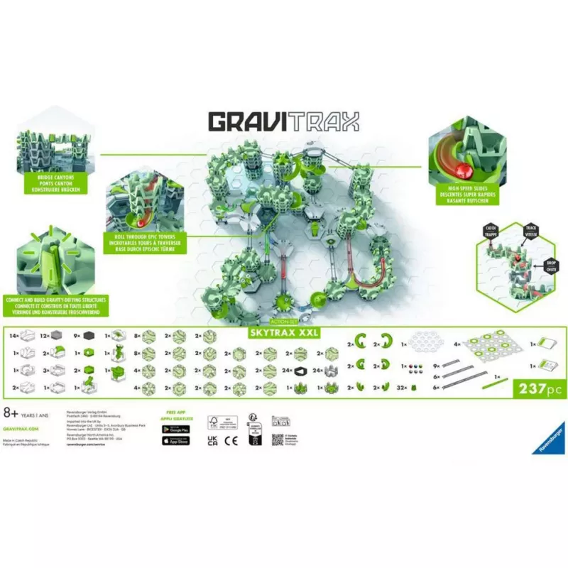 Σετ δράσης μαρμάρινης διαδρομής Ravensburger GraviTrax Action Set XXL Skytrax, επέκταση διαδρομής