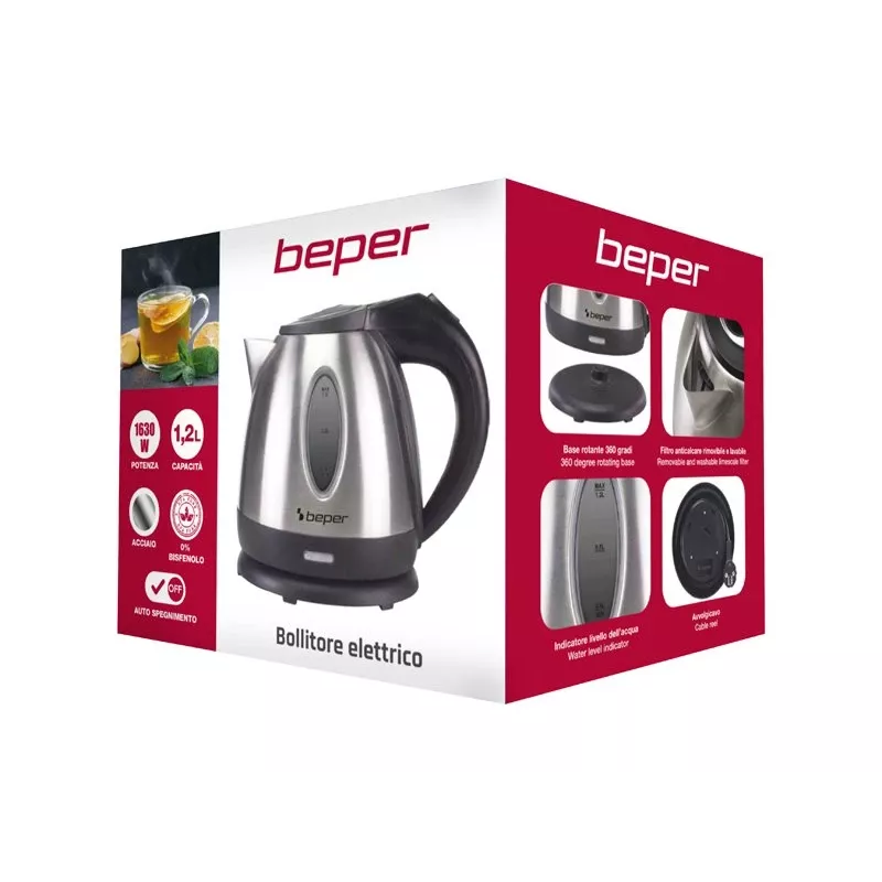 Βραστήρας Beper P101BOL001 1,7L 2200W μαύρος