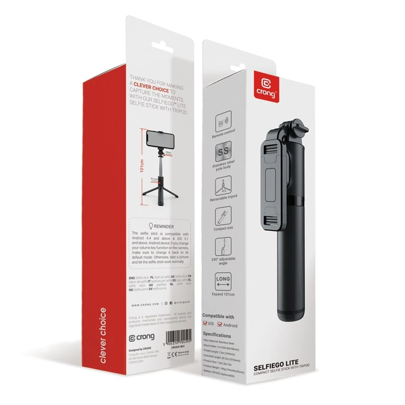 SelfieGo συμπαγές selfie-stick Bluetooth τρίποδο (20-101 cm) Crong CRGSGL1B