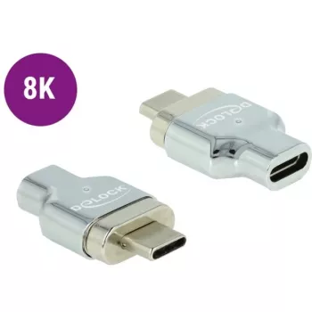 DeLOCK - Προσαρμογέας Thunderbolt / USB-C - USB-C (Α) μαγνητικός σε USB-C (Θ) - USB 3.2 Gen 2 / Thunderbolt 3 4,5 A - Υποστήριξη 8K - Ασημί (66433)
