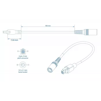 Καλώδιο Ρεύματος TELTONIKA PR2PD01B, 0,1 m, 4-πολικό, μαύρο