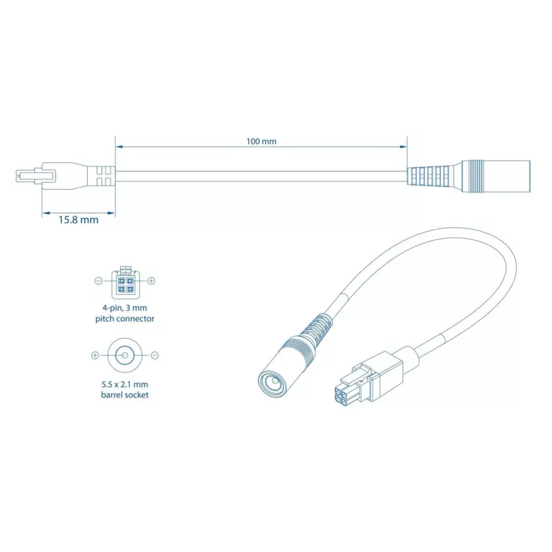 Καλώδιο Ρεύματος TELTONIKA PR2PD01B, 0,1 m, 4-πολικό, μαύρο