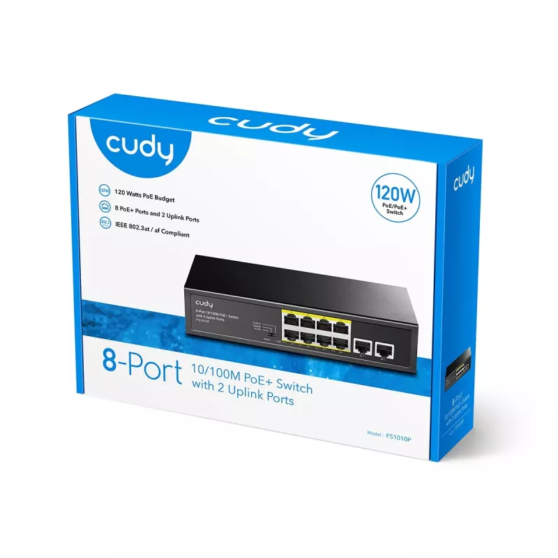 Cudy FS1010P διακόπτης δικτύου Fast Ethernet (10/100) Power over Ethernet (PoE) μαύρο