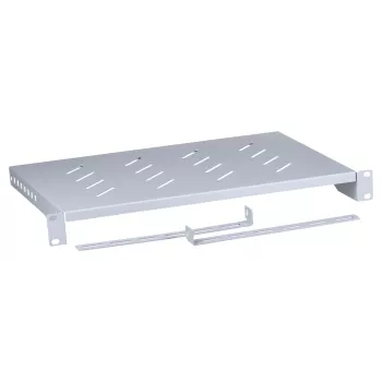 Ράφι rack LANBERG AK-1004-S — 1U 19 ίντσες γκρι, πλάτος 483 mm, βάθος 300 mm, χωρητικότητα 25 kg