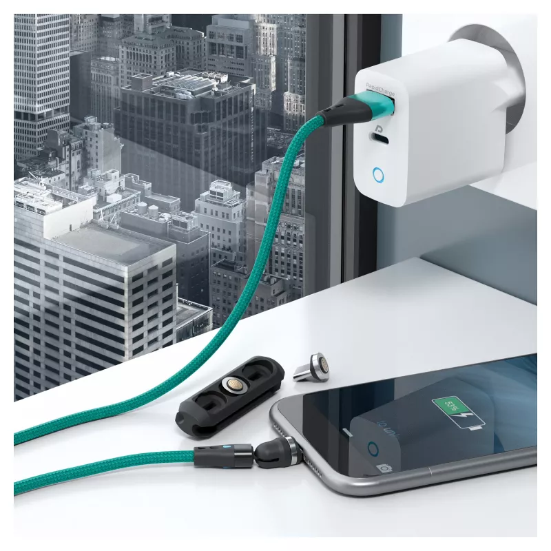 Καλώδιο USB RealPower MagneticCharge3 1m USB A Πράσινο
