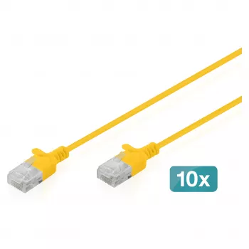 Καλώδιο δικτύου Patch CAT6 U-UTP λεπτό, DIGITUS DK-1618-005S-Y-10, 0,5 m, κίτρινο, συσκευασία 10 τεμ.
