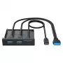 Graugear G-MP01 πολλαπλό μπροστινό πάνελ με USB hub 3 θυρών, 1x USB-C 3.2 Gen2 + 2x USB-A 3.0, μαύρο